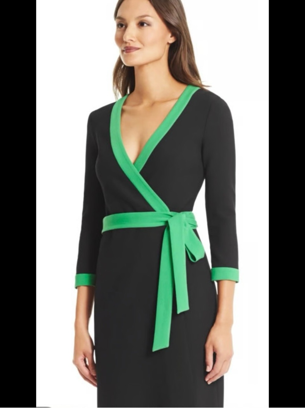 Diane von Furstenburg green and black wrap dress size 2